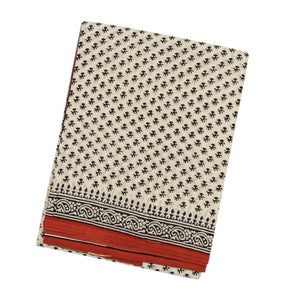 White Woven Jaipur Cotton Saree With Printed Floral Motifs