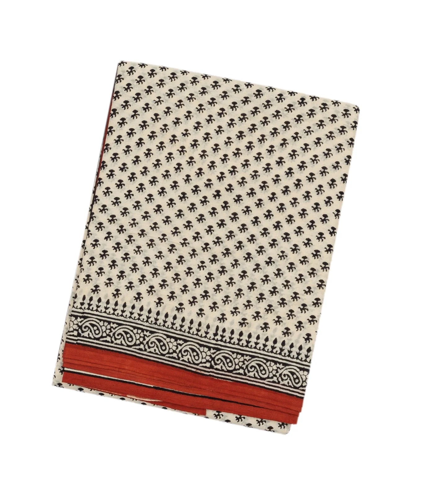 White Woven Jaipur Cotton Saree With Printed Floral Motifs