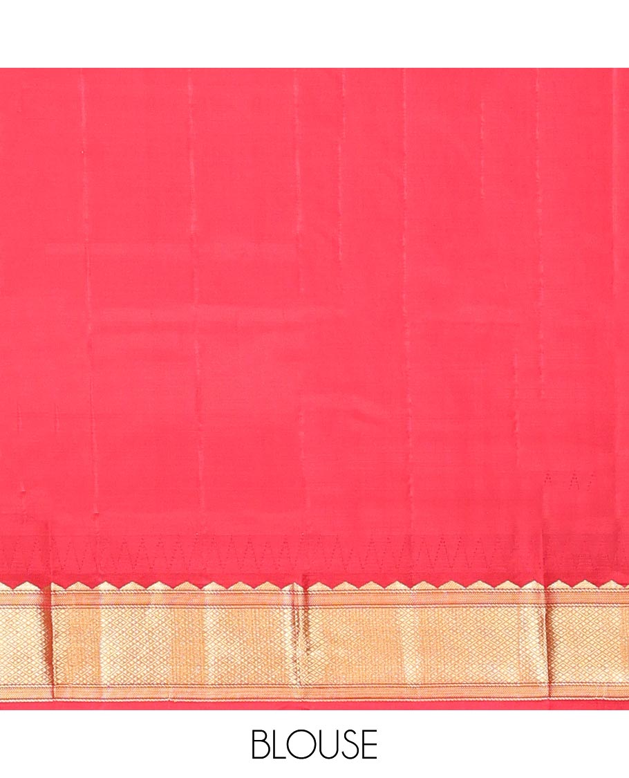 Blue buttas silk saree, contrast border of rekku,banaras & jaal & pallu of ogee pattern