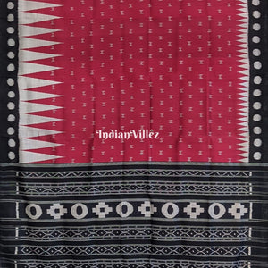 Maroon & Black Contemporary Soft Odisha Ikat Silk Saree