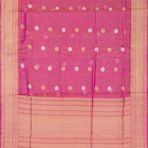 Peach Handwoven Banarasi Tissue Silk Saree With Chakaram Motifs