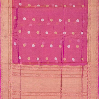 Peach Handwoven Banarasi Tissue Silk Saree With Chakaram Motifs