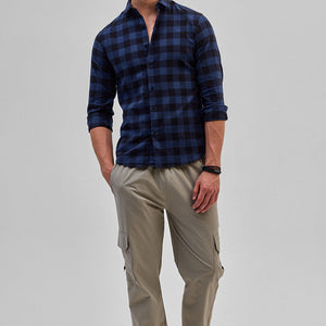 Dark Blue Checks Slim Fit Shirt