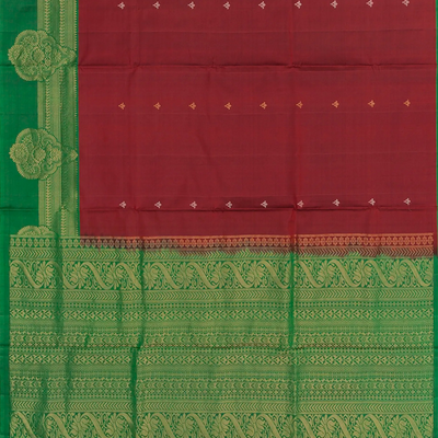 Maroon Handloom Soft Silk Saree With Floral Butta -Maroon