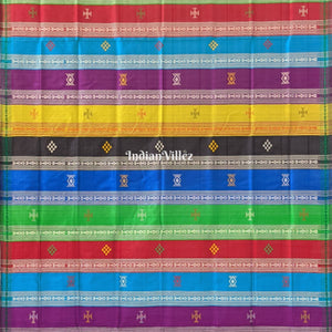 White Grey Double Pallu Pasapali Theme Berhampuri Silk Saree