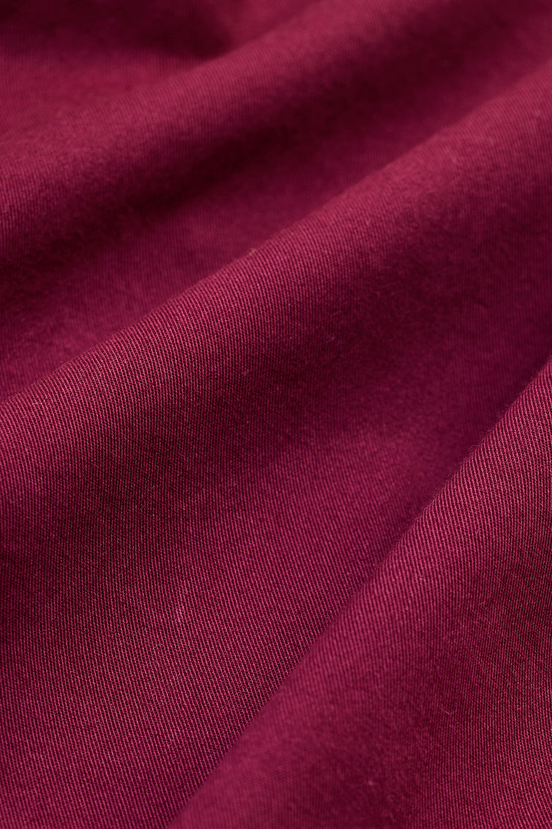 Maroon Solid Double Pocket Overshirt