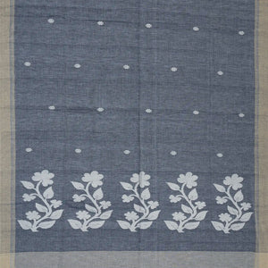 Grey Handloom Bengal Cotton Saree With Floral Buttas