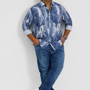 Blue Abstract Regular Fit Shirt