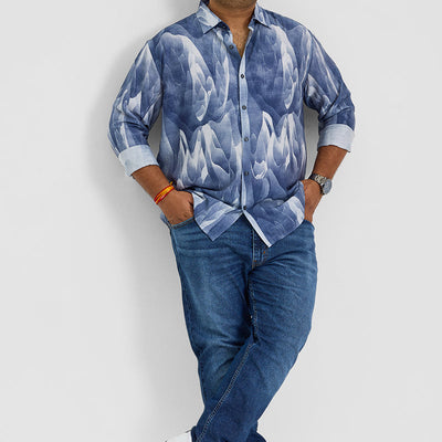 Blue Abstract Regular Fit Shirt