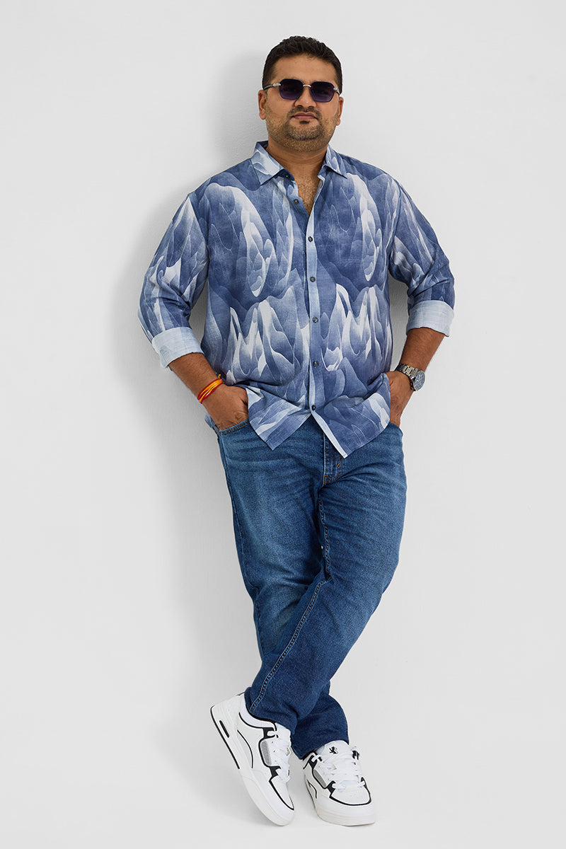 Blue Abstract Regular Fit Shirt