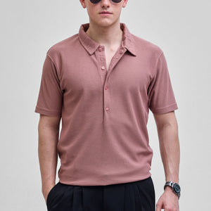 Mauve Textured Polo T-Shirt