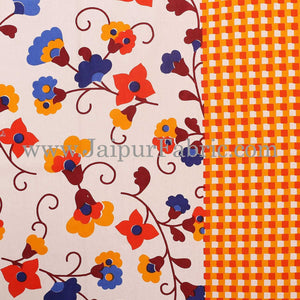 Yellow Border jaipuri design floral print Cotton Double Bedsheet with Pillow Cover
