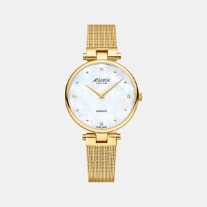 Elegance Royal Diamonds Edition Women Quartz White Mother Of Pearl Dial Analog Stainless Steel Watch 29044.45.07GMB