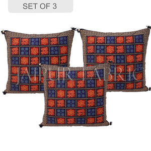 Black Border Garba Design Cotton Cushion Cover