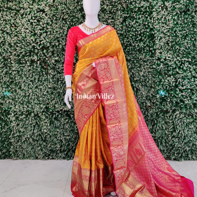 Yellow Rani Border Kanjivaram Silk Saree