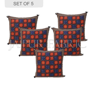 Black Border Garba Design Cotton Cushion Cover