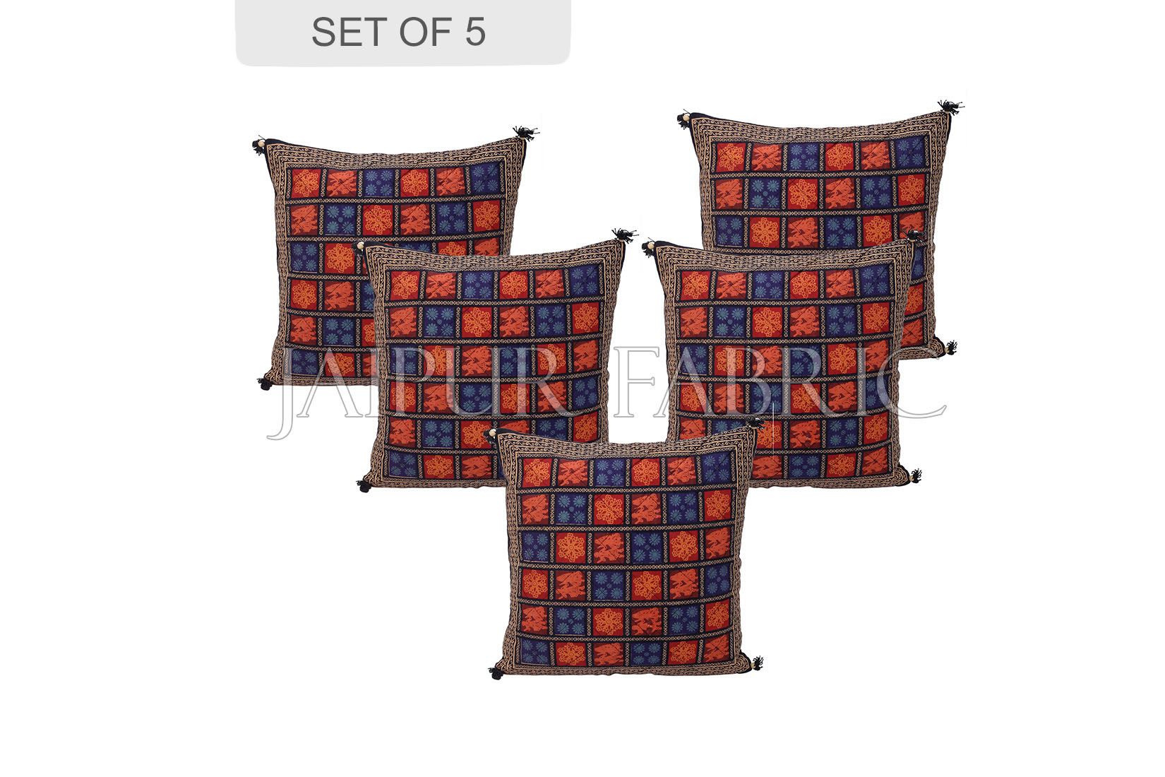 Black Border Garba Design Cotton Cushion Cover