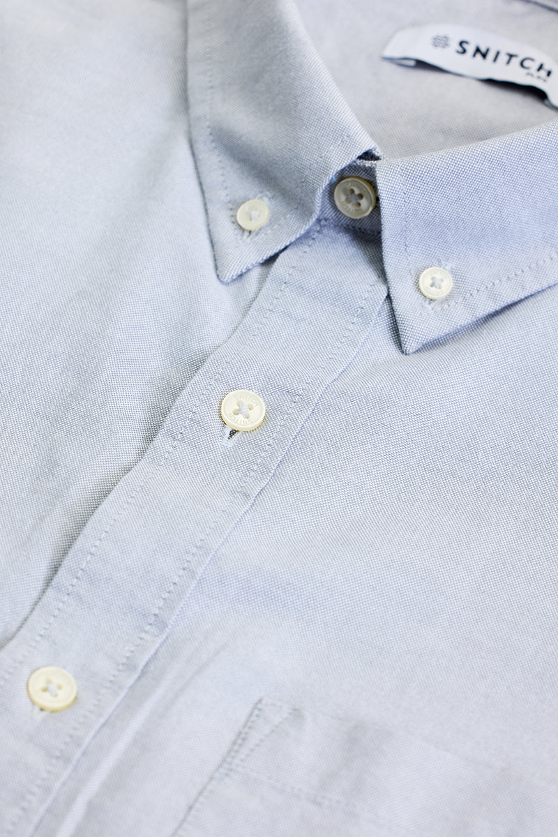 Light Grey Button Down Regular Fit Shirt