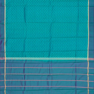 Turquoise Handloom Kanchipuram Silk Saree Printed With Floral Motifs