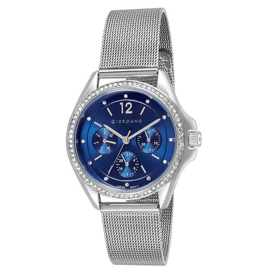 Giordano Women's Blue Dial & Silver Chain Watch for Women