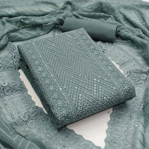 Georgette Chikankari Work Womens Dress Material (Unstitched)