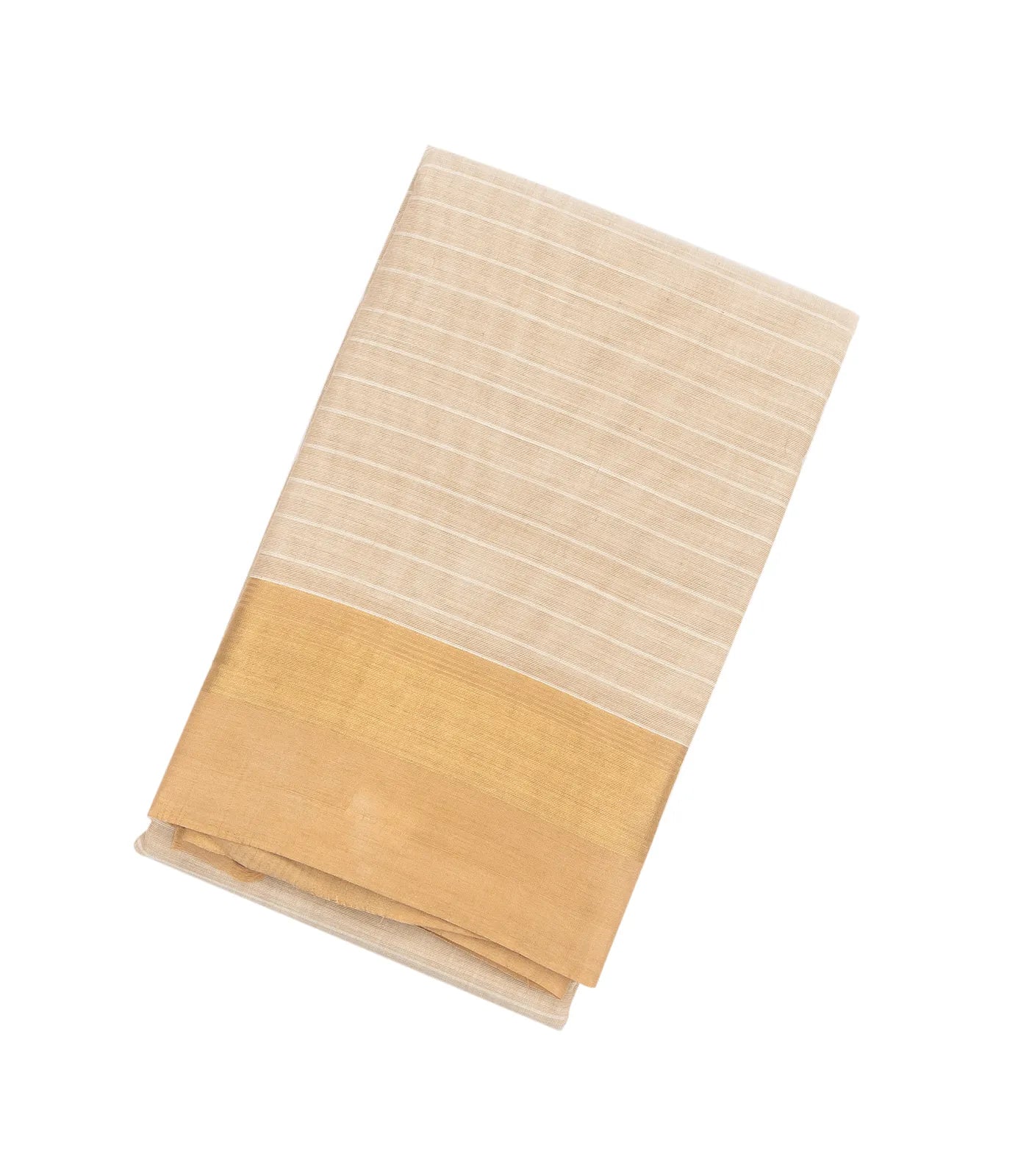 Cream Handloom Village Cotton Saree With Stripes