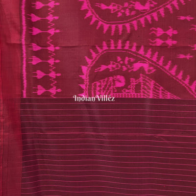Maroon Tribal Odisha Ikat Contemporary Silk Saree