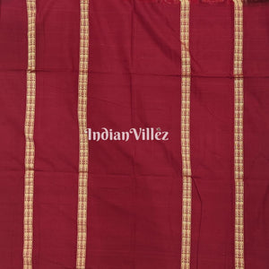 Red Odisha Ikat Sambalpuri Cotton Saree with Fish Line Motif & Border