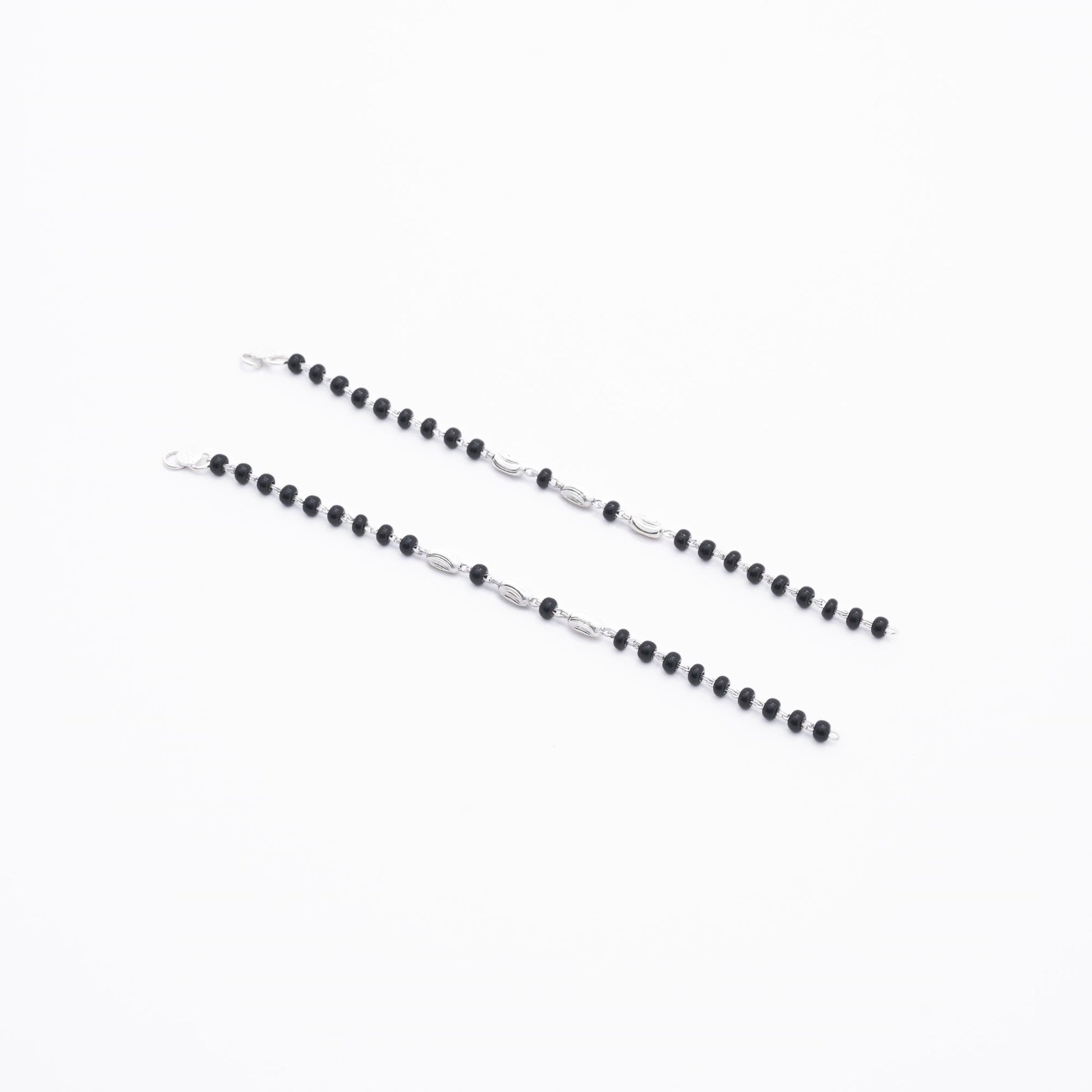 Black Beads with Silver Interlocking Nazariya for Kids