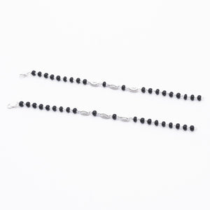 Black Beads with Silver Interlocking Nazariya for Kids