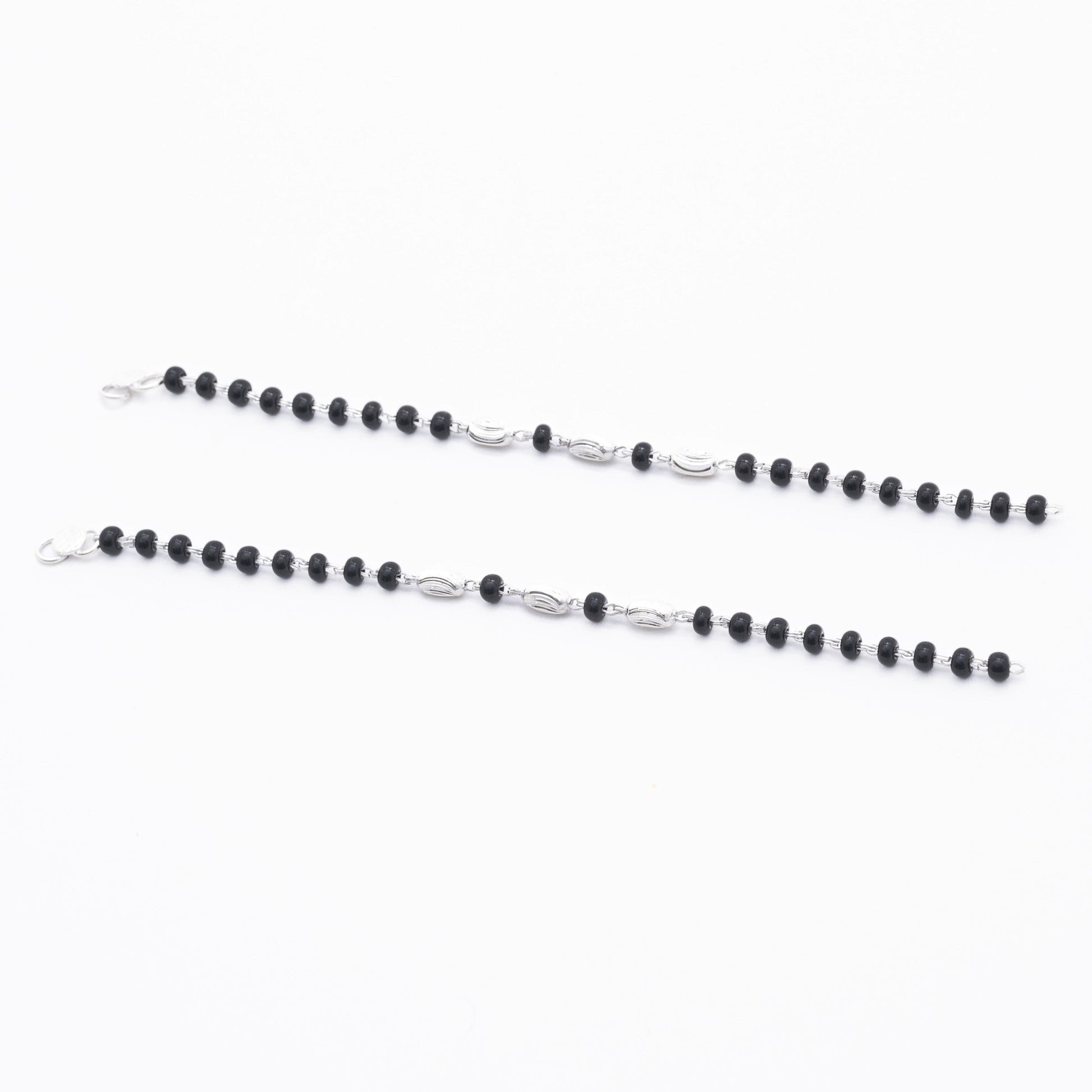 Black Beads with Silver Interlocking Nazariya for Kids