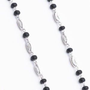Black Beads with Silver Interlocking Nazariya for Kids