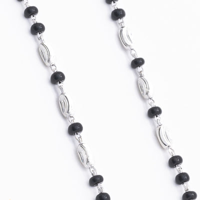 Black Beads with Silver Interlocking Nazariya for Kids