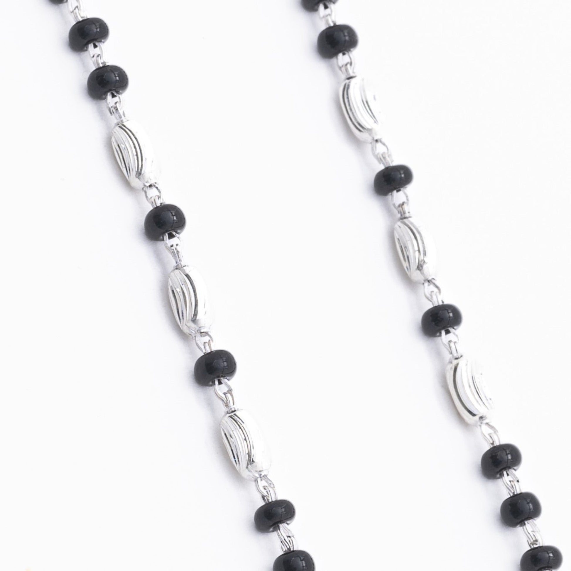 Black Beads with Silver Interlocking Nazariya for Kids