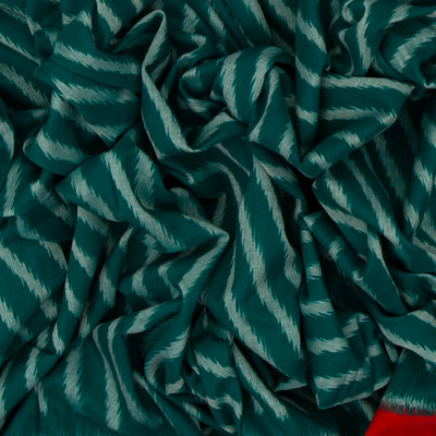 Sea Green Handloom Orissa Cotton Saree With Tie & Dye Stripes