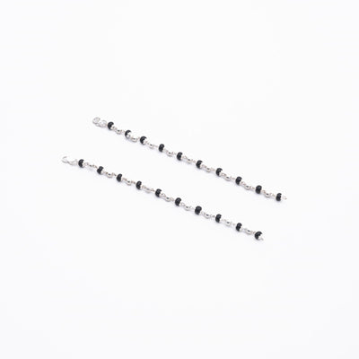 Real Black Beads Embedded in Silver Nazariya for Kids
