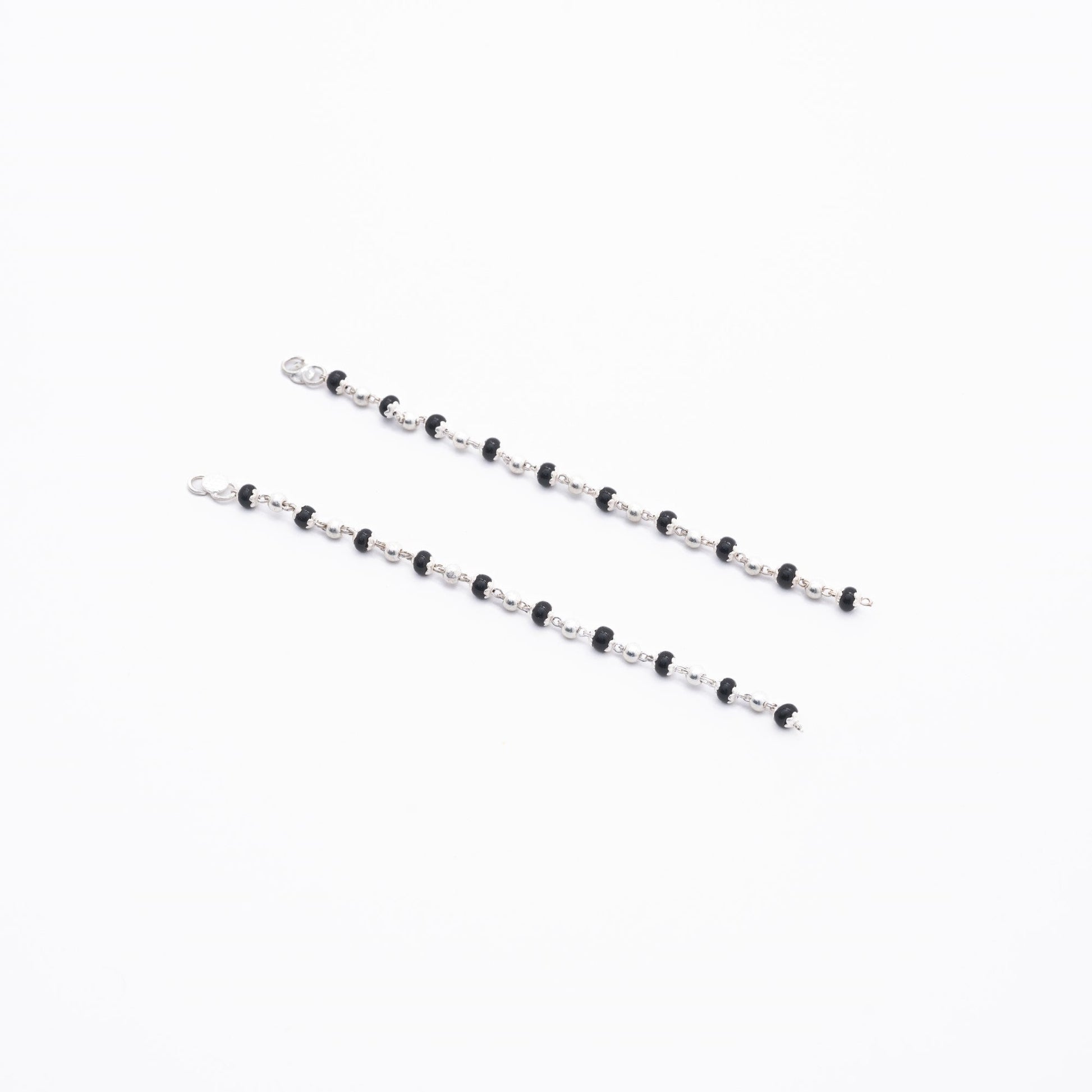 Real Black Beads Embedded in Silver Nazariya for Kids