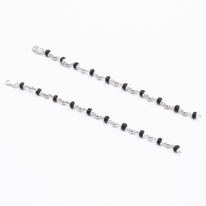 Real Black Beads Embedded in Silver Nazariya for Kids