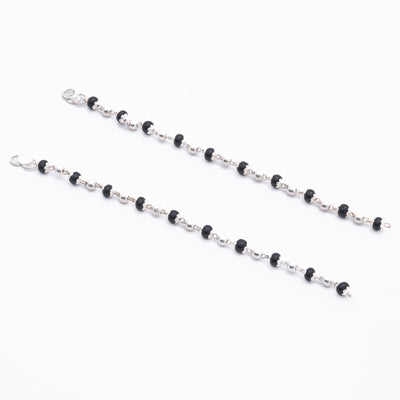 Real Black Beads Embedded in Silver Nazariya for Kids