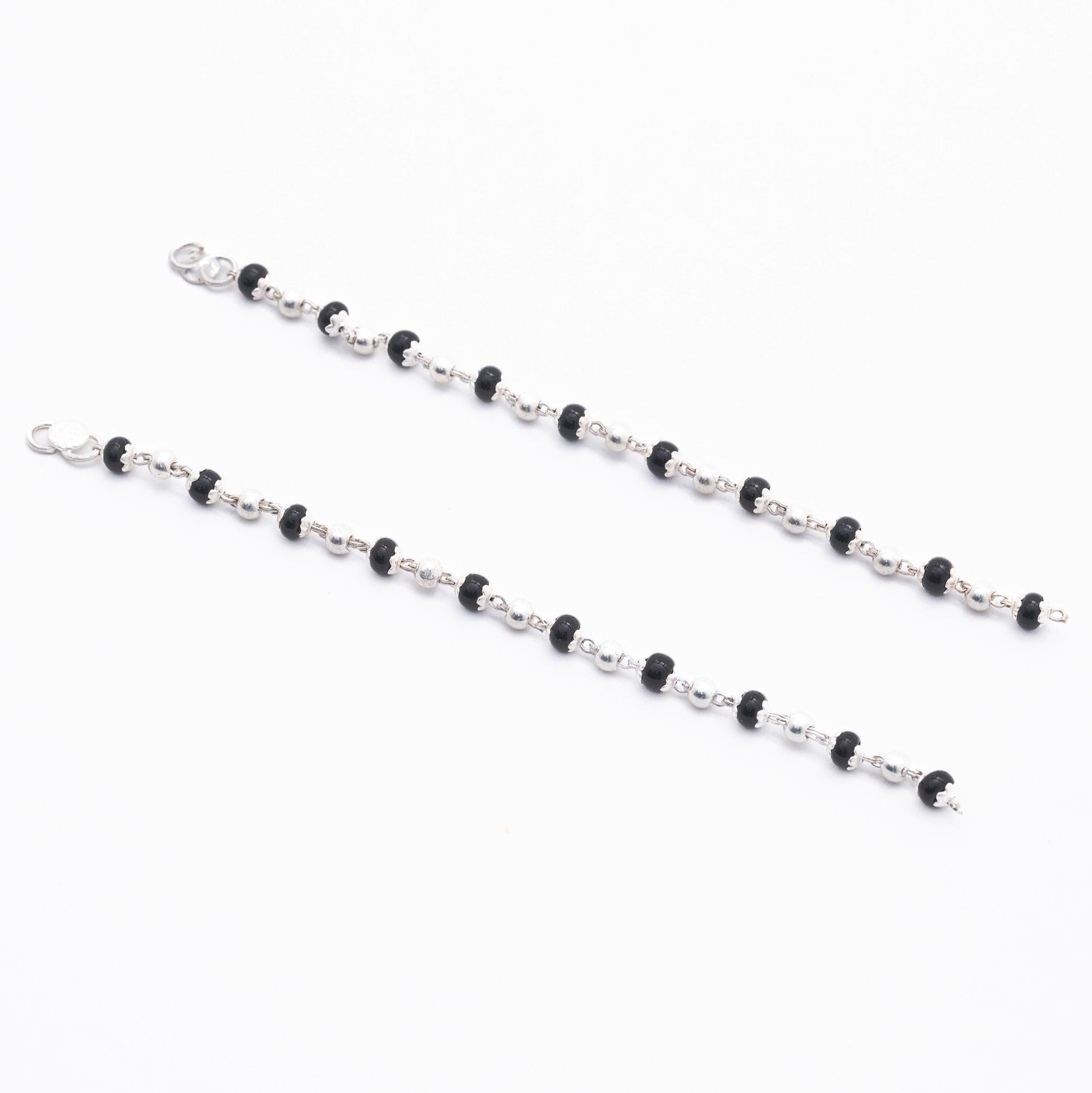 Real Black Beads Embedded in Silver Nazariya for Kids
