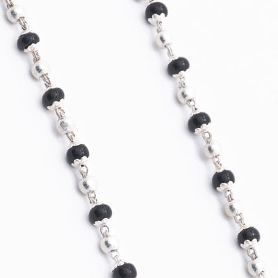 Real Black Beads Embedded in Silver Nazariya for Kids
