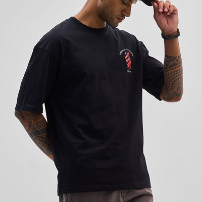 Chaos Black Oversized Fit T-Shirt