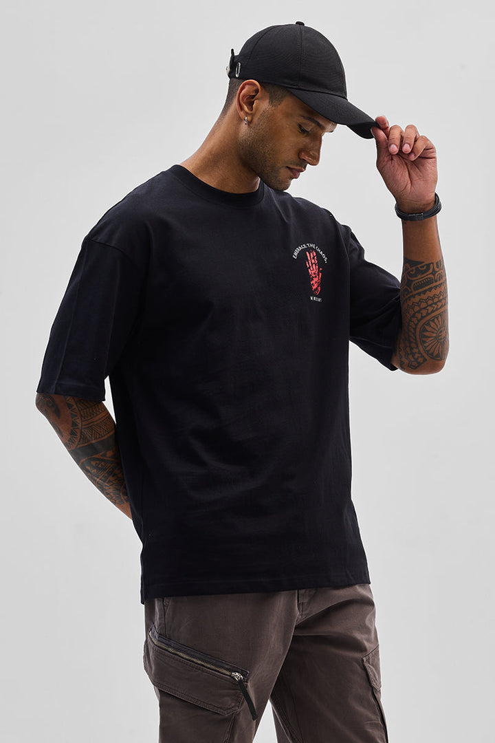 Chaos Black Oversized Fit T-Shirt