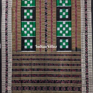 Green Black Odisha Ikat Pasapali Bichitrapuri Silk Saree
