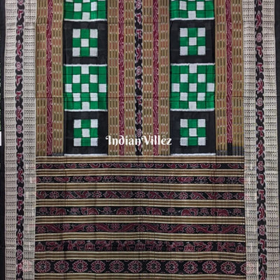Green Black Odisha Ikat Pasapali Bichitrapuri Silk Saree