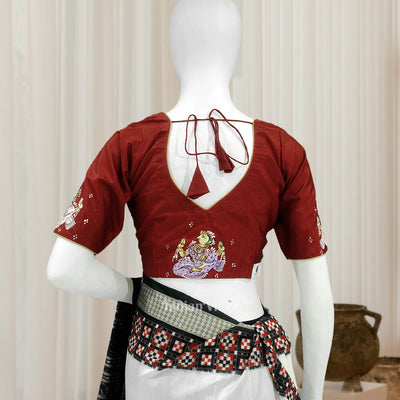 Maroon Nartaki Hand-Painted Pattachitra  Blouse
