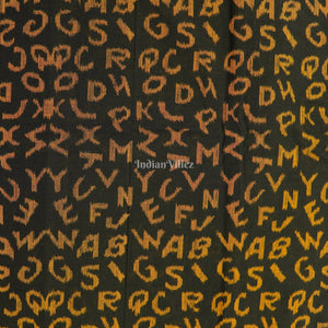 Black English Alphabet Sambalpuri Cotton Fabric