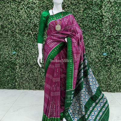 Magenta Pink Tribal Theme Contemporary Handloom Silk Saree