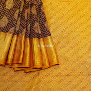 Maroon Golden Diamond Pure Kanjivaram Silk Saree