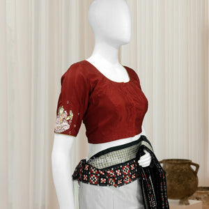 Maroon Nartaki Hand-Painted Pattachitra  Blouse
